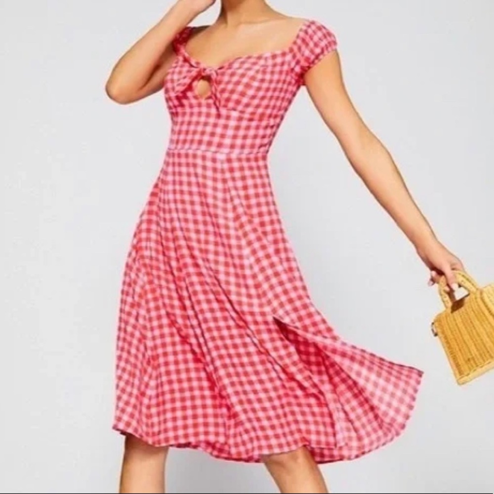 Gianni Bini pink/red gingham dress